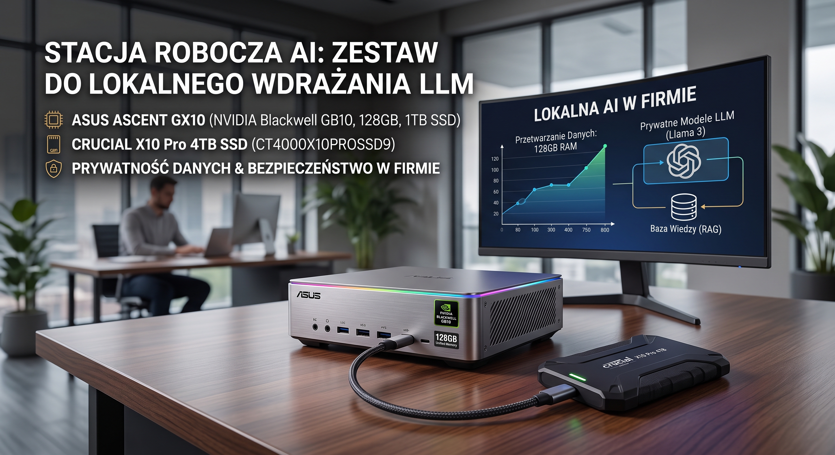 Zestaw ASUS Ascent GX10 z dyskiem 4TB